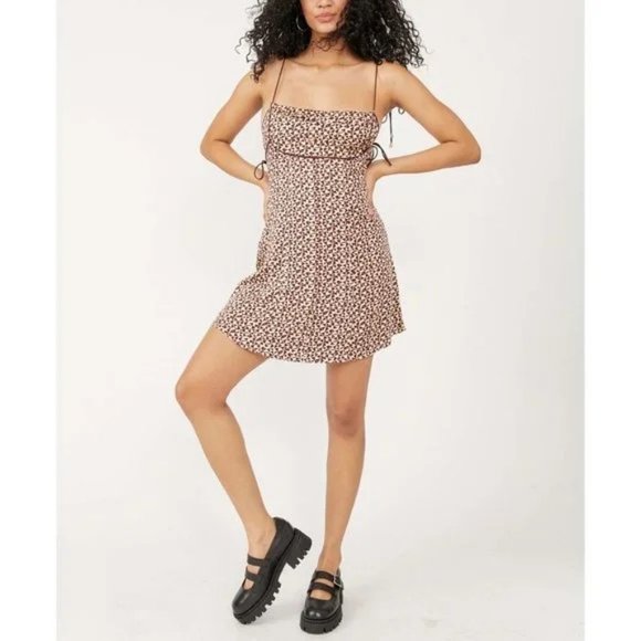 Free People Kai Mini Dress Print Tie Strap Low Back Sundress Summer Sun Backless - Picture 3 of 12